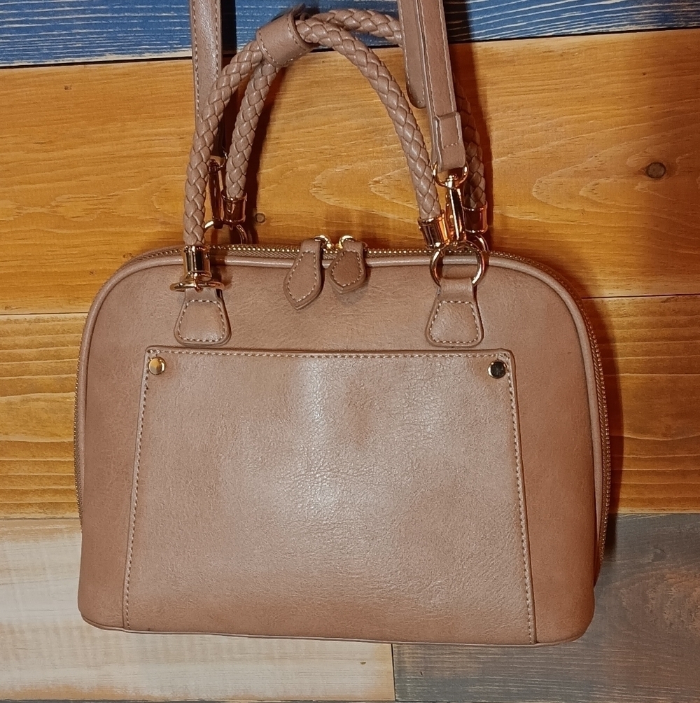 Madison West Vegan Leather Bag Tan Gold